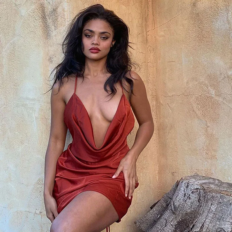 

Женское сексуальное нижнее белье, летнее платье с глубоким V-образным вырезом, женская одежда, Клубная одежда, уличная одежда, платье на брет...