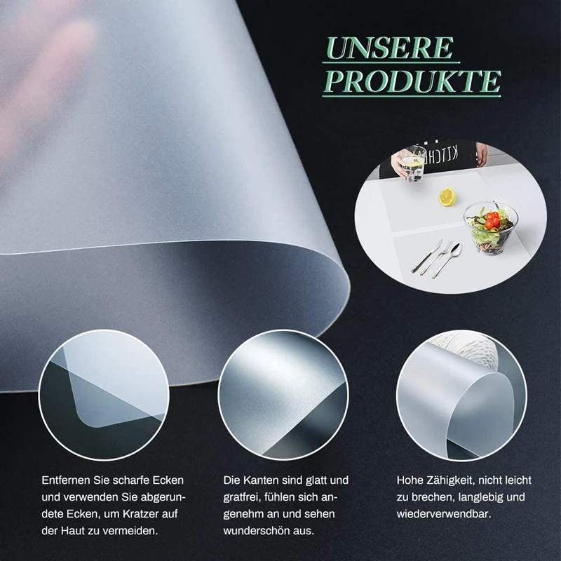 Набор из 8 прозрачных ковриков для столовых приборов моющийся белый пластиковый