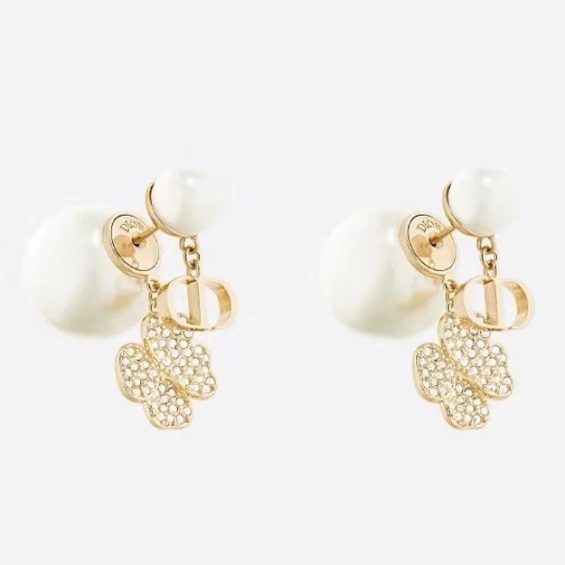 

3032 Innovative design small red heart-shaped earrings inlaid with red A zircon earring lovely girl size pearl ear block jewelry