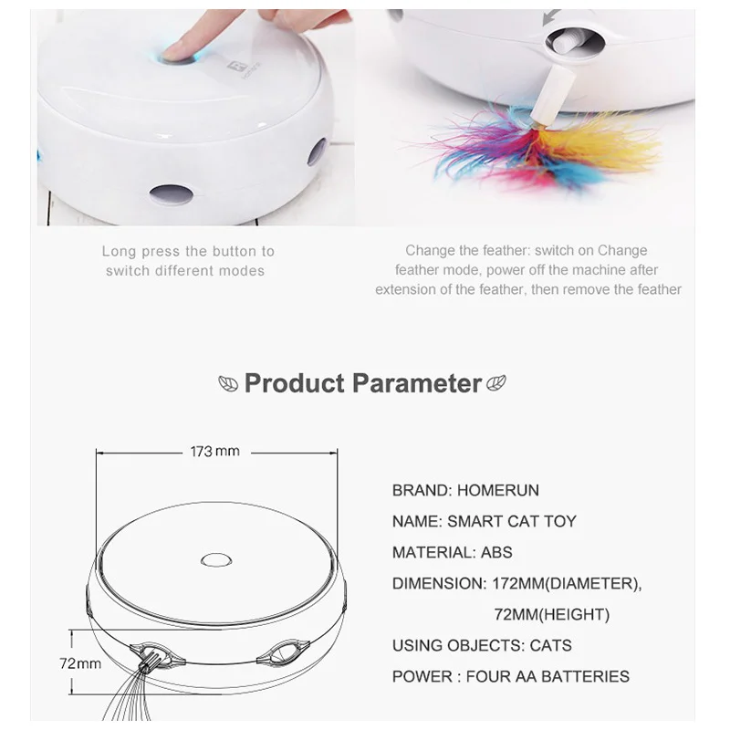 

Electric Cat Toy Smart Teasing Cat Stick Crazy Game Spinning Turntable Cat Catching Mouse Donut Automatic Turntable Cat Toy