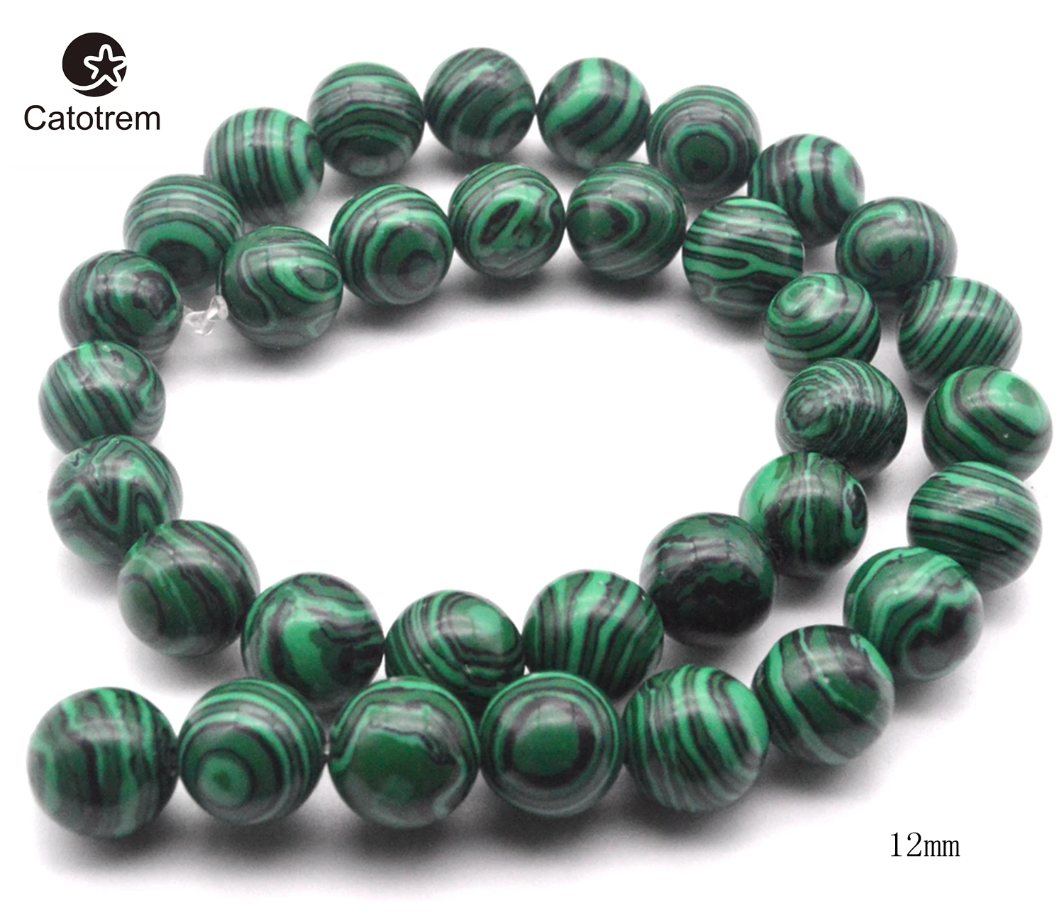 

Charming Synthetic Malachite Gemstone Smooth Round Loose Beads