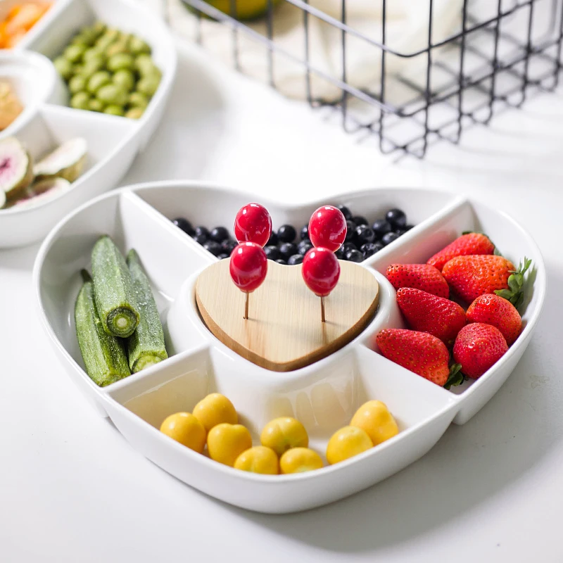 Керамическая тарелка для фруктов домашний стол закусок в форме сердца с