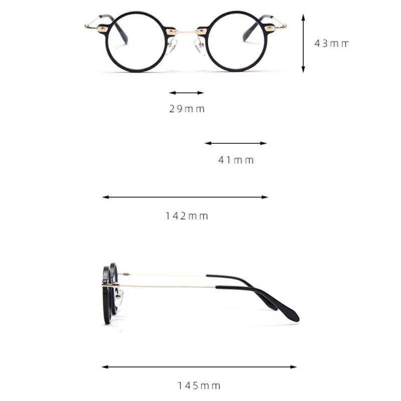 

New Black Acetate Flat Glasses Frame Women Men Anti Blue Light Round Eyewear Blocking Glasses Optical Spectacle Eyeglass