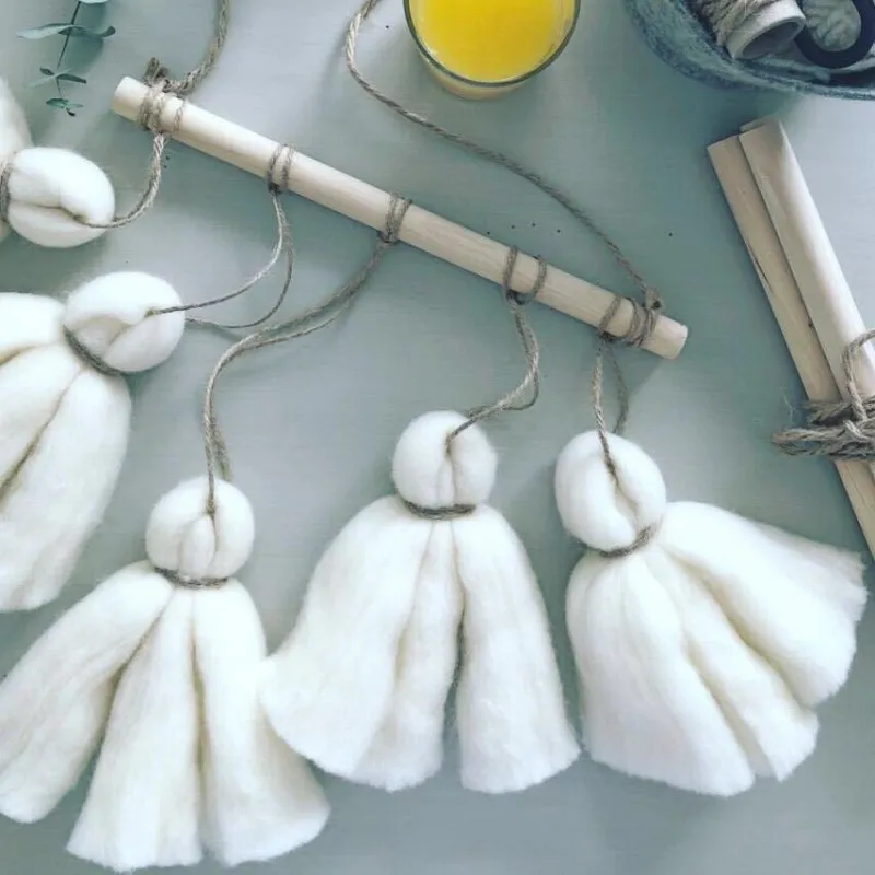 Гобелен с кисточками из хлопка и шерсти настенный подвесной орнамент Ins