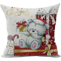nunubee pillowcase cotton linen home square pillow christmas decor throw pillows case sofa cushion cover christmas bear 2