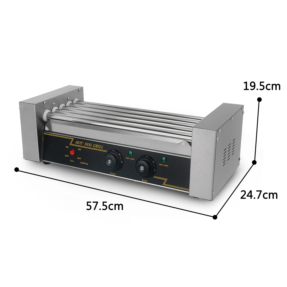 new arrival electric sausage grill hot dog roller grill stainless steel 5 rollers hot dog machine 220v 240v free global shipping