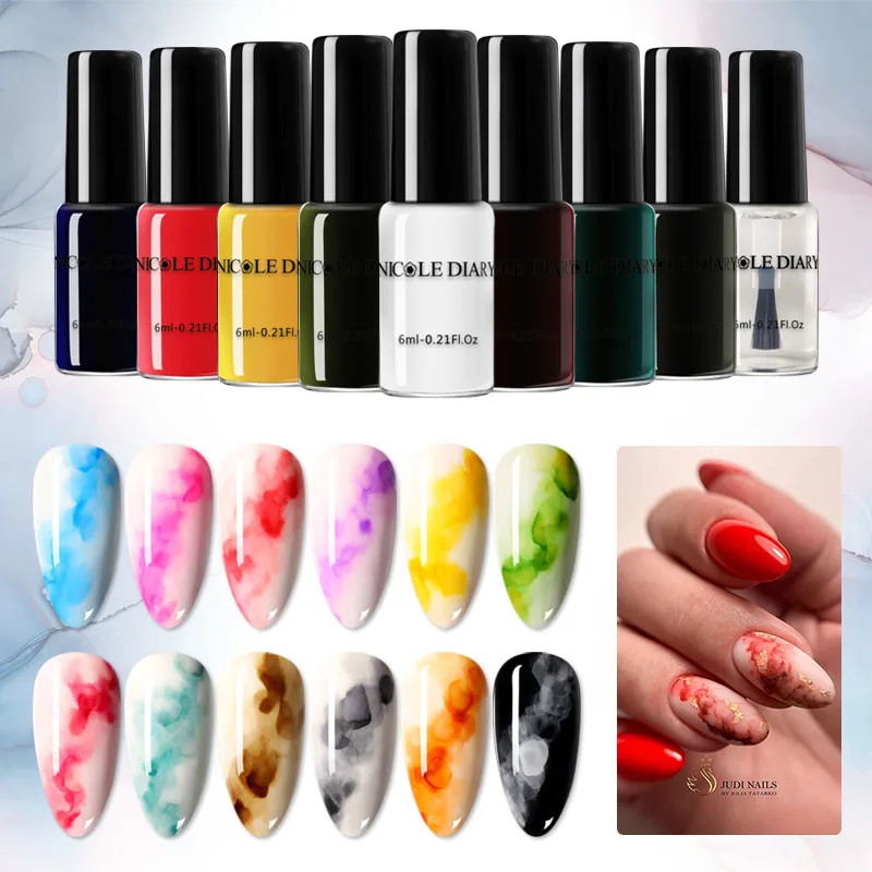 Лак для ногтей NICOLE DIARY 6 мл акварельные чернила Быстросохнущий и прозрачный лак с