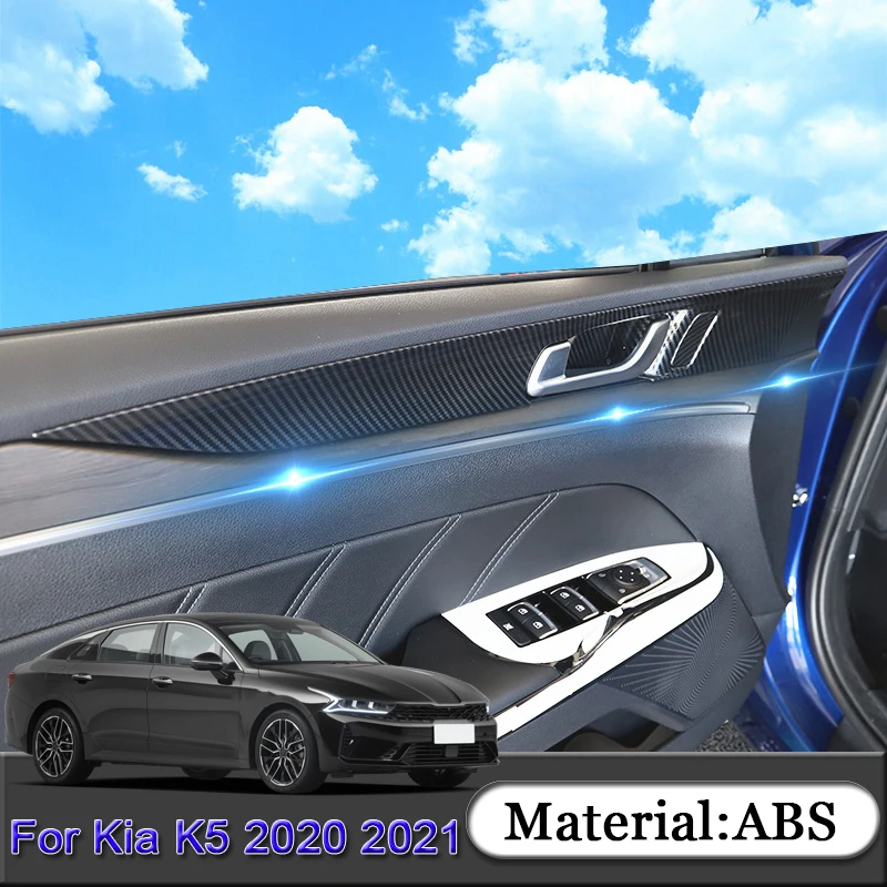 

Подходит для KIA K5 2020 2021 автомобильный Стайлинг ABS наклейки на дверь салона автомобиля наклейки на чашу блестки чехол рамка декорация для авт...
