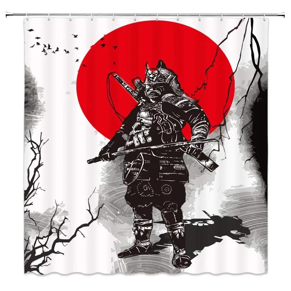 

Army General Shower Curtain Samurai Japanese Style Decor