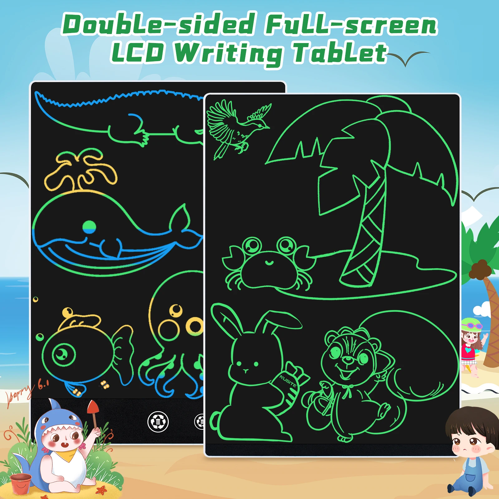 

6.5/9.5/11.5 Inch Double- Sided LCD Writing Tablet Drawing Doodle Graffiti Board Notepad Innovative Design For Kid /Adult Gifts