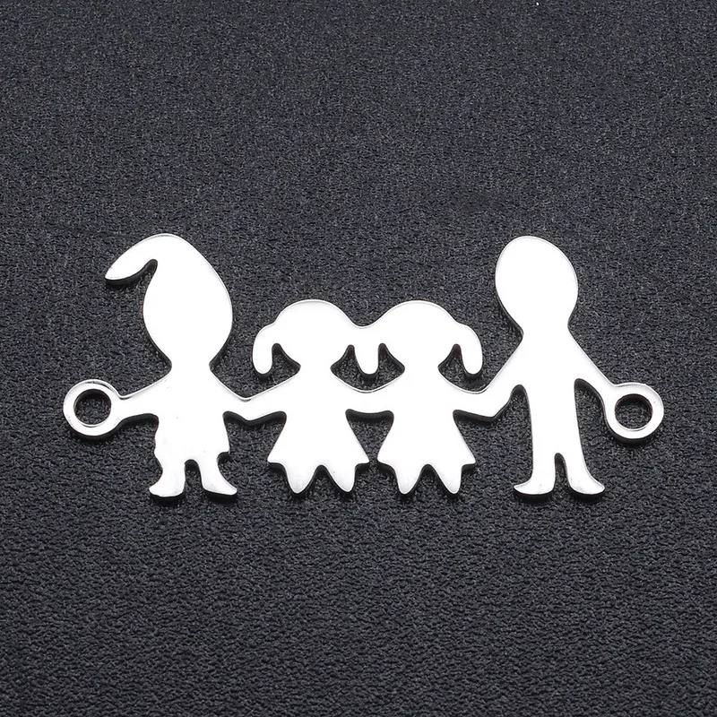 

Family Portrait Pendant Women Fashion Hand in Hand Tag Stainless Steel DIY Accessories for Bracelet