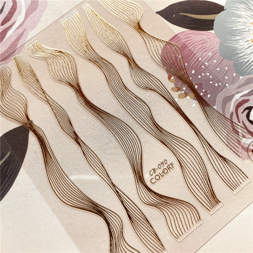 CB 090 изогнутая линия волнистые линии 3D наклейка для ногтей Наклейка украшение