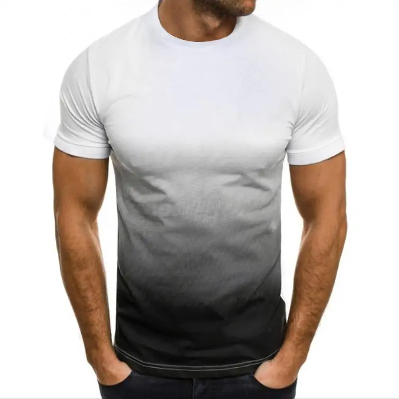 

2021 summer new product 3d solid color gradient T-shirt with white background lacquer light Harajuku top fashion men's and women
