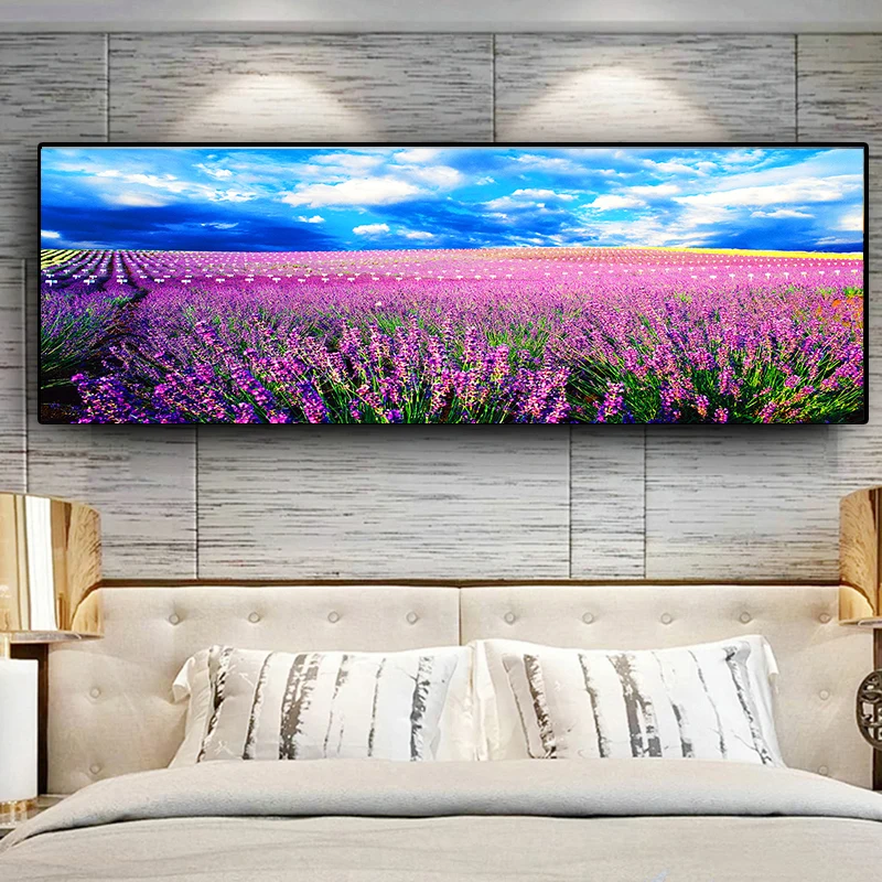 Большая Алмазная мозаика природное лавандовое поле пейзаж алмазная живопись