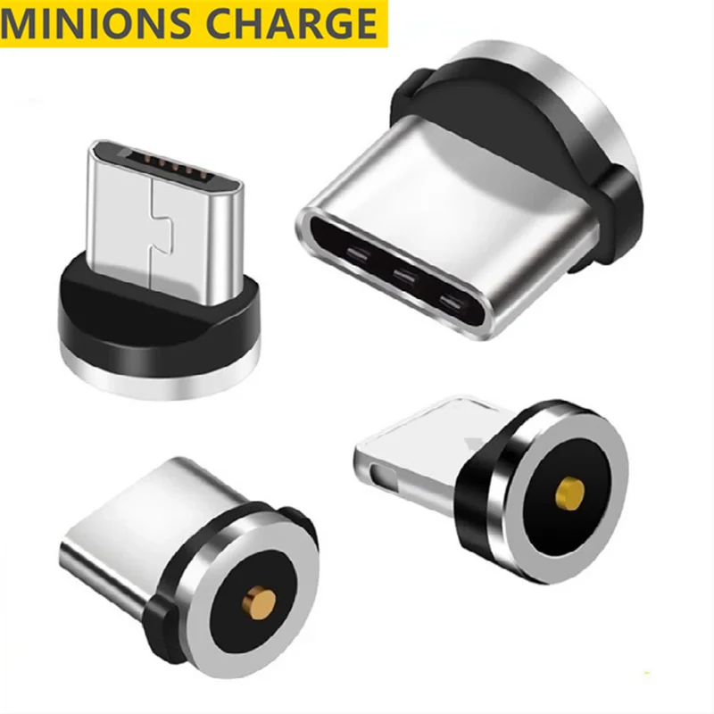 Round Magnetic Cable plug 8 Pin Type C Micro USB C Plugs Fast Charging Phone Magnet Charger Plug For iPhone 1m line chargering