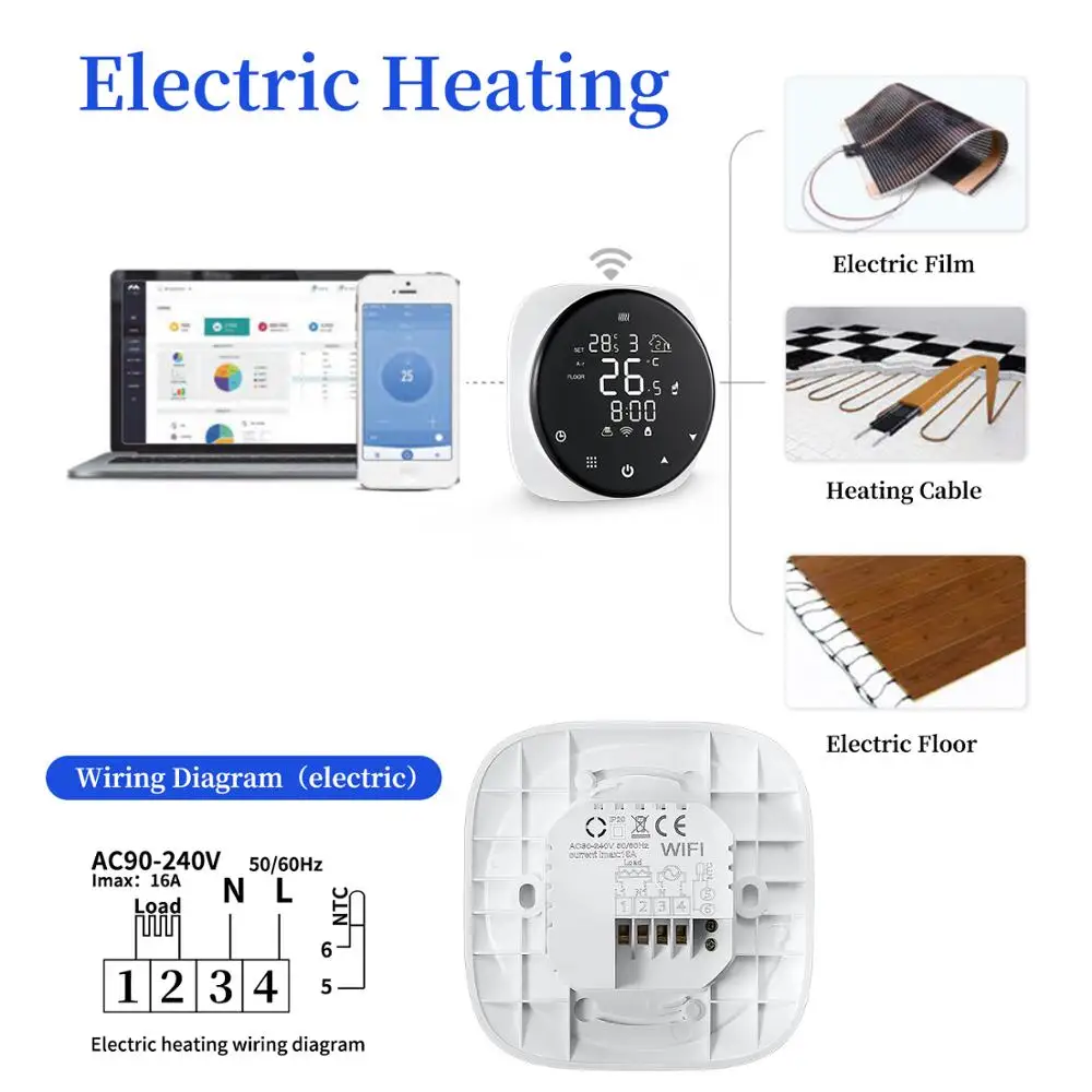 

Tuya Smart Wifi Thermostat Temperature Controller For Water/Electric Floor Heating/Water Gas Boiler Works With Alexa Google Home