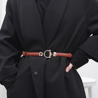 high quality pu leather belts for women adjustable 60 90cm waist strap ladies thin skinny metal buckle waistband dress girdle