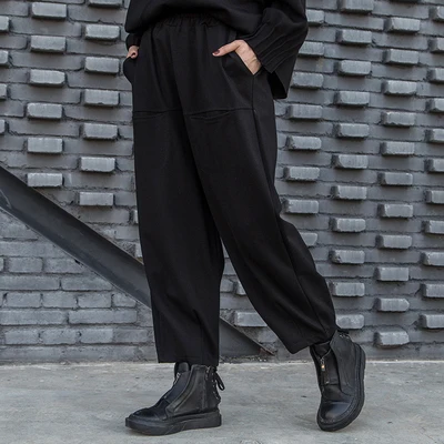 Шаровары с узкой талией повседневные широкие брюки большого размера в стиле