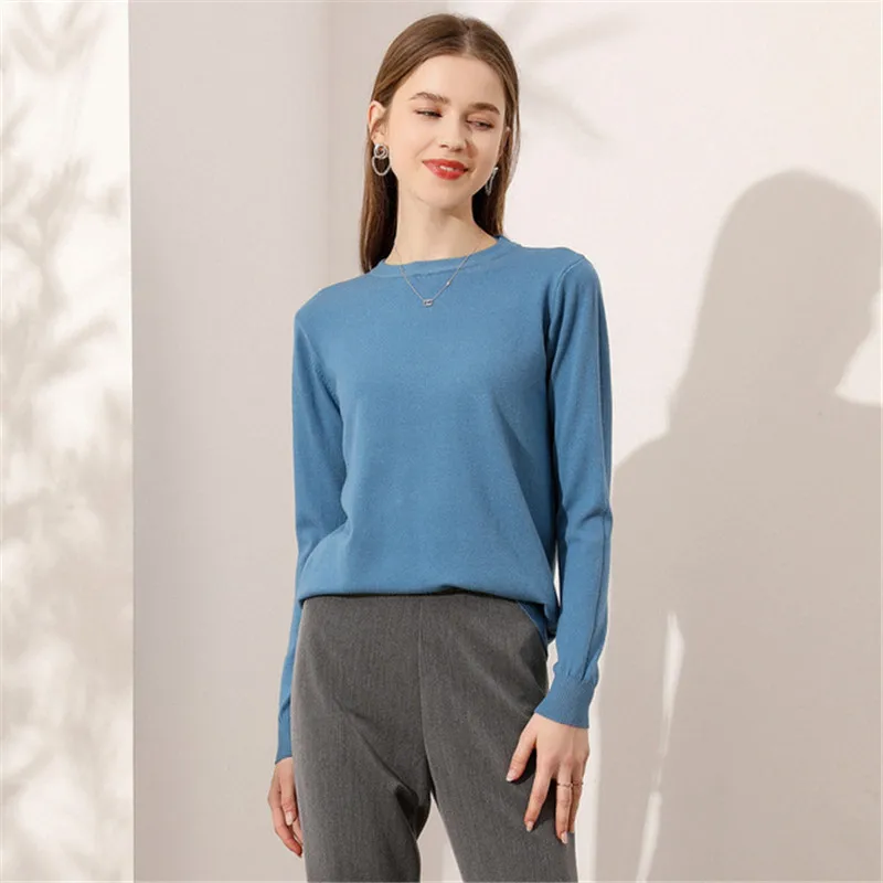 

Spring Leisure Autumn Women's Sweater Pullover Basic Loose Sweater Women Knitting Pullover Round Neck Top