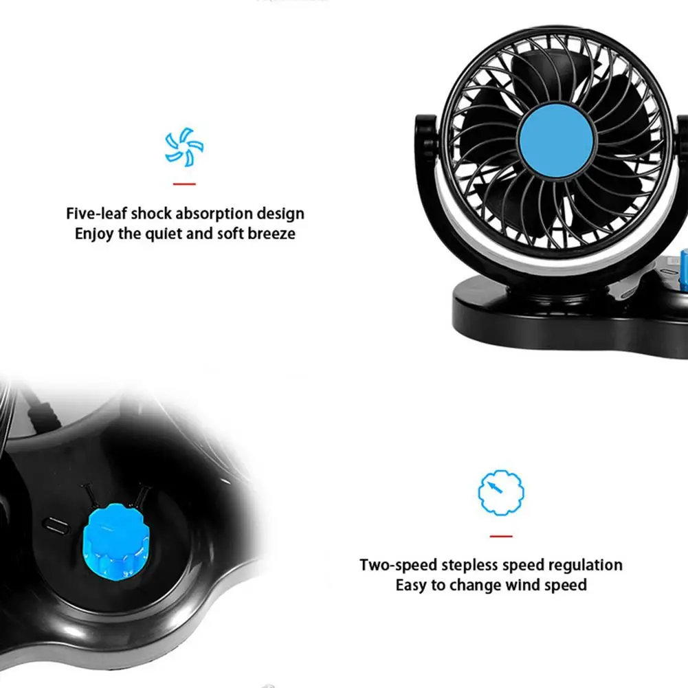 

360 Degree Rotating Car Cooling Fan 12V/24V Mini Electric Car Fan Low Noise Summer Car Air Conditioner Car Cooler Ventilador