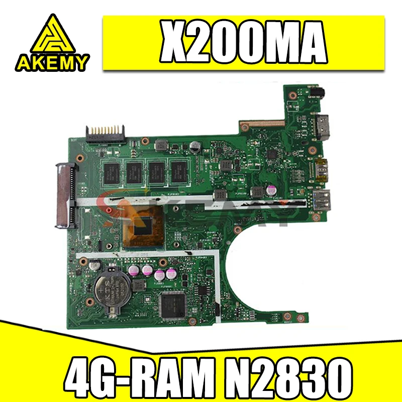

Материнская плата Akemy X200MA для ноутбука ASUS F200MA X200M X200MA, системная плата с 4GB-RAM N2830 CPU протестирована ОК