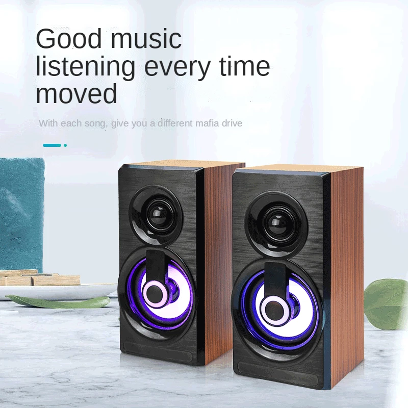 

Breathing Light Wood 2.0 Multimedia Desktop Small Speaker Speaker USB Active Laptop