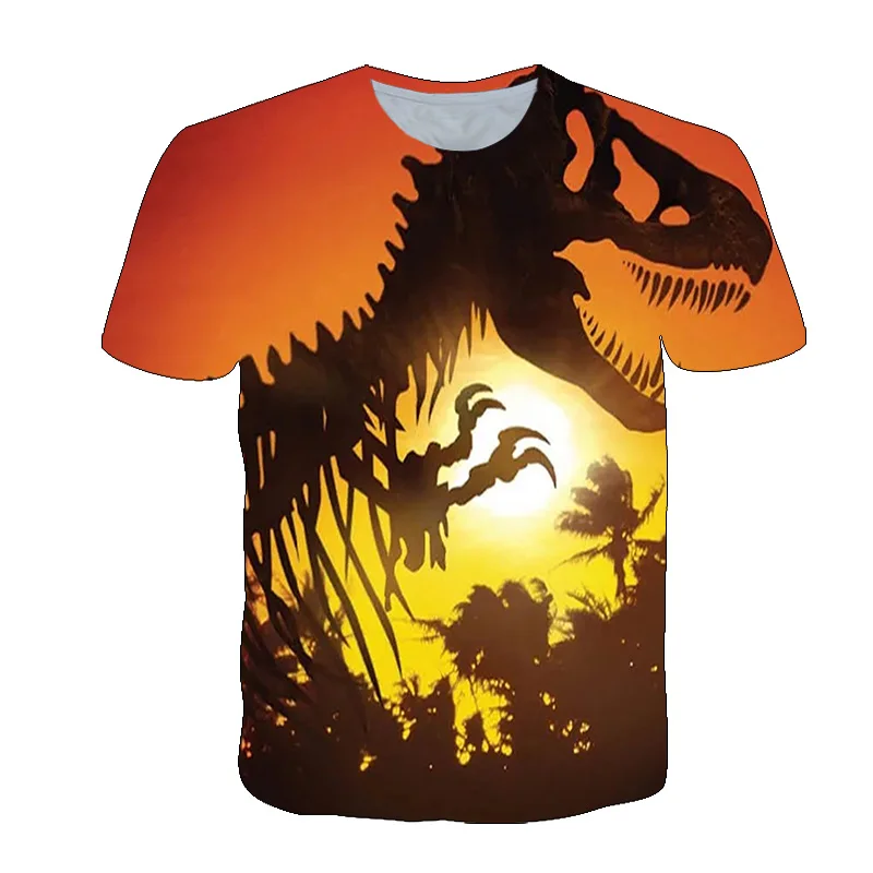 

2021 new boys and girls cartoon T-shirt children's dinosaur print T-shirt boys summer short-sleeved T-shirt top clothes 4T-14T