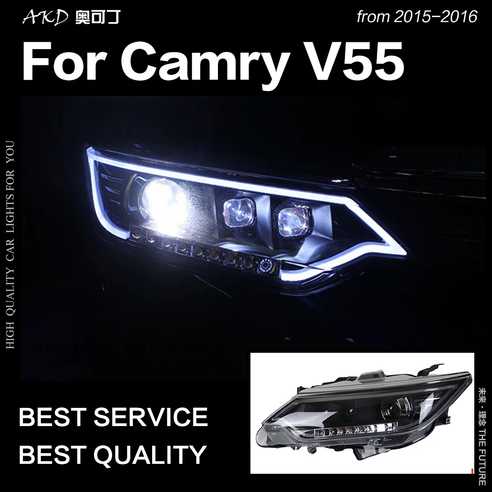 AKD автостайлинг для Toyota Camry фары 2015 2016 V55 светодиодный ные Eagle Eye бренд DRL Hid