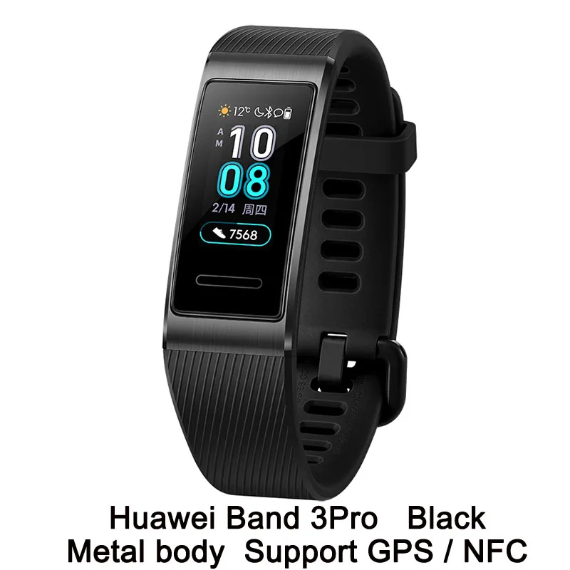 Band 3 Pro Black Huawei Band 3 Pro Band 3 Смарт-браслет 3 0,95 дюймов трекер для плавания Водонепроницаемый Bluetooth фитнес-трекер сенсорный экран - Цвет: Band 3 Pro Black