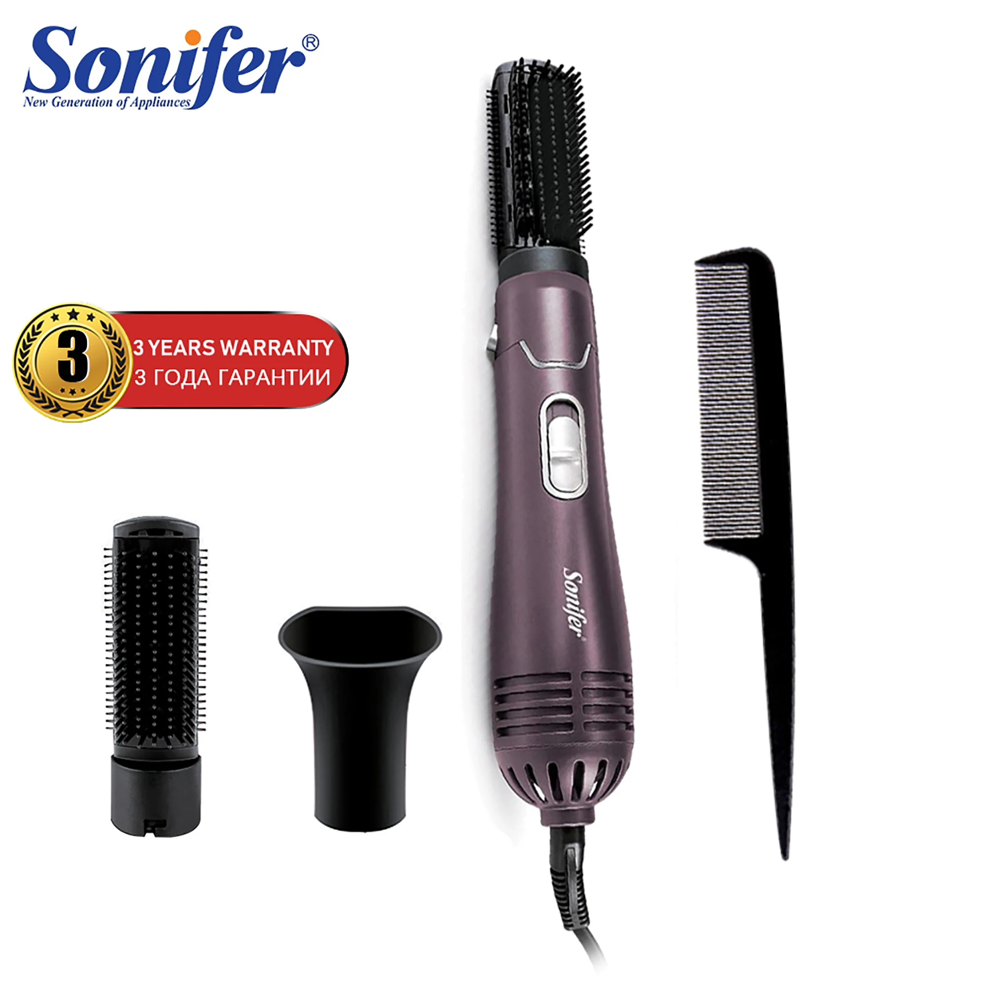 

Sonifer 2 в 1 одноступенчатый фен, щетка 1000 Вт, Электрический Профессиональный фен, расческа, выпрямитель, бигуди, палочка, съемный S9513
