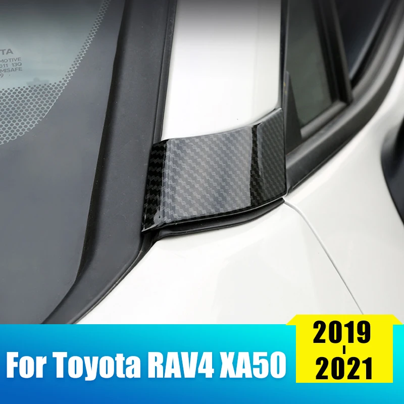 

ABS Carbon Fiber Exterior Front Window A Pillar Decorate Cover Trims For Toyota RAV4 2019 2020 2021 RAV 4 XA50 Car Accessories