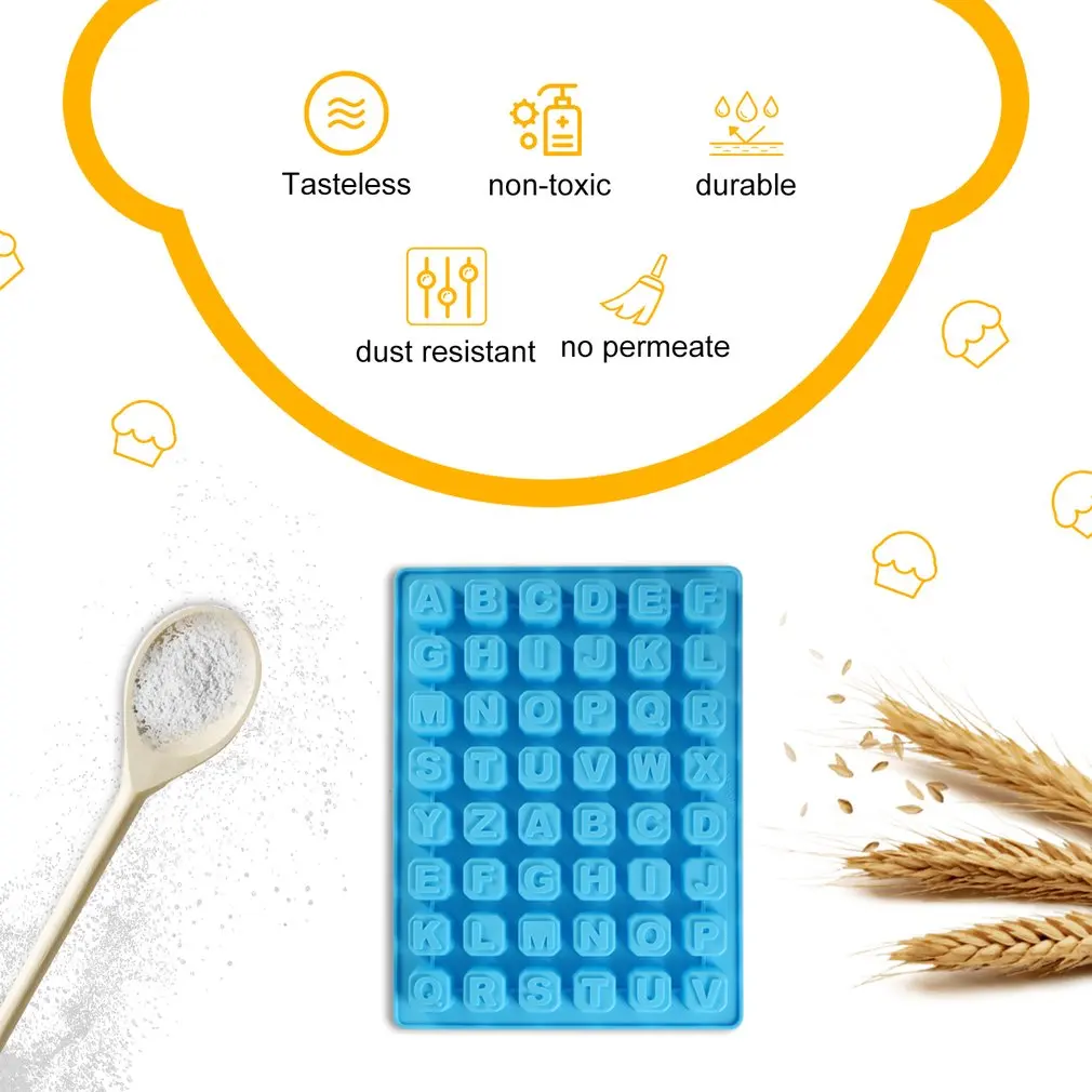 Синий 48 полости слотов Английский алфавит силиконовые формы для изготовления