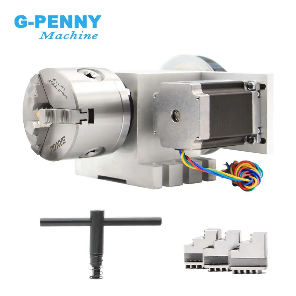 80 мм ЧПУ 4 я ось разделительная головка/ось вращения/комплект осей A Nema23 для мини