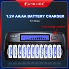 Зарядное устройство PALO для аккумуляторов AA, 12 ячеек, быстрая зарядка, разряд AAA, умное зарядное устройство с ЖК-дисплеем для аккумуляторов 1,2 в, 2 А, 3 А, aa, aaa
