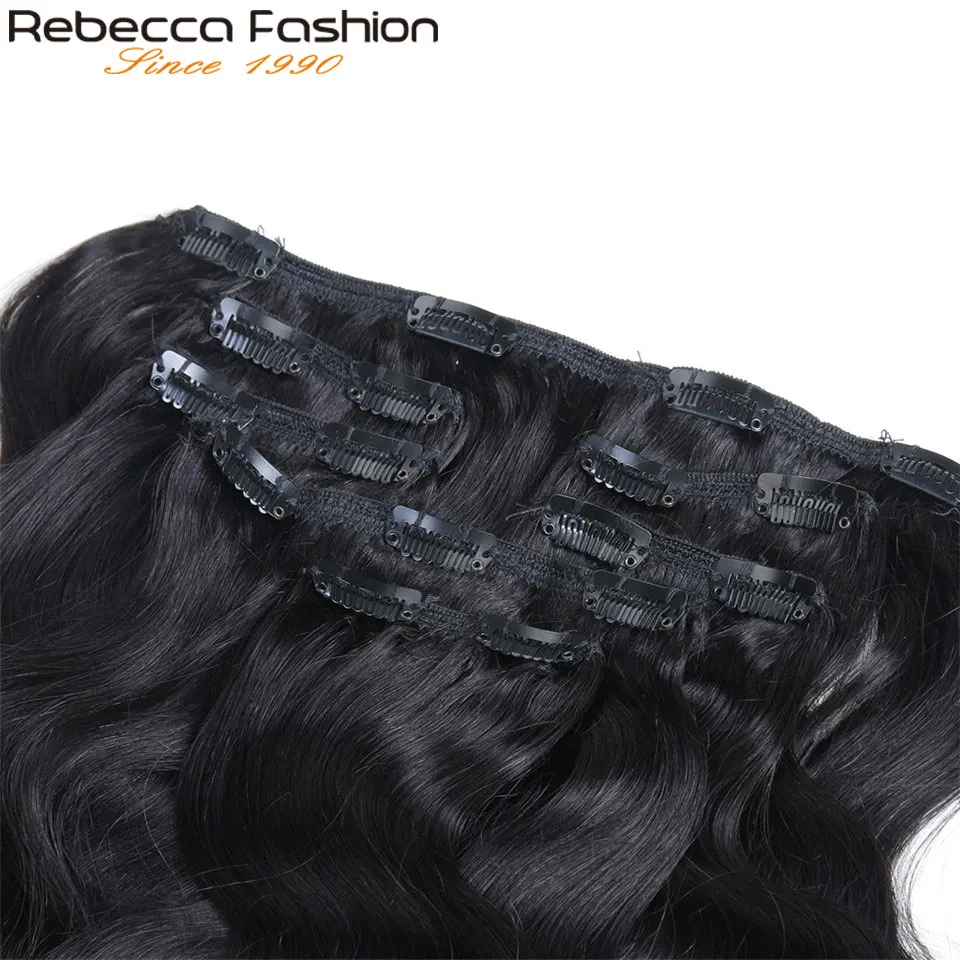Rebecca Hair 7 шт./компл. 120 г волнистые человеческие волосы Remy на клипсах для