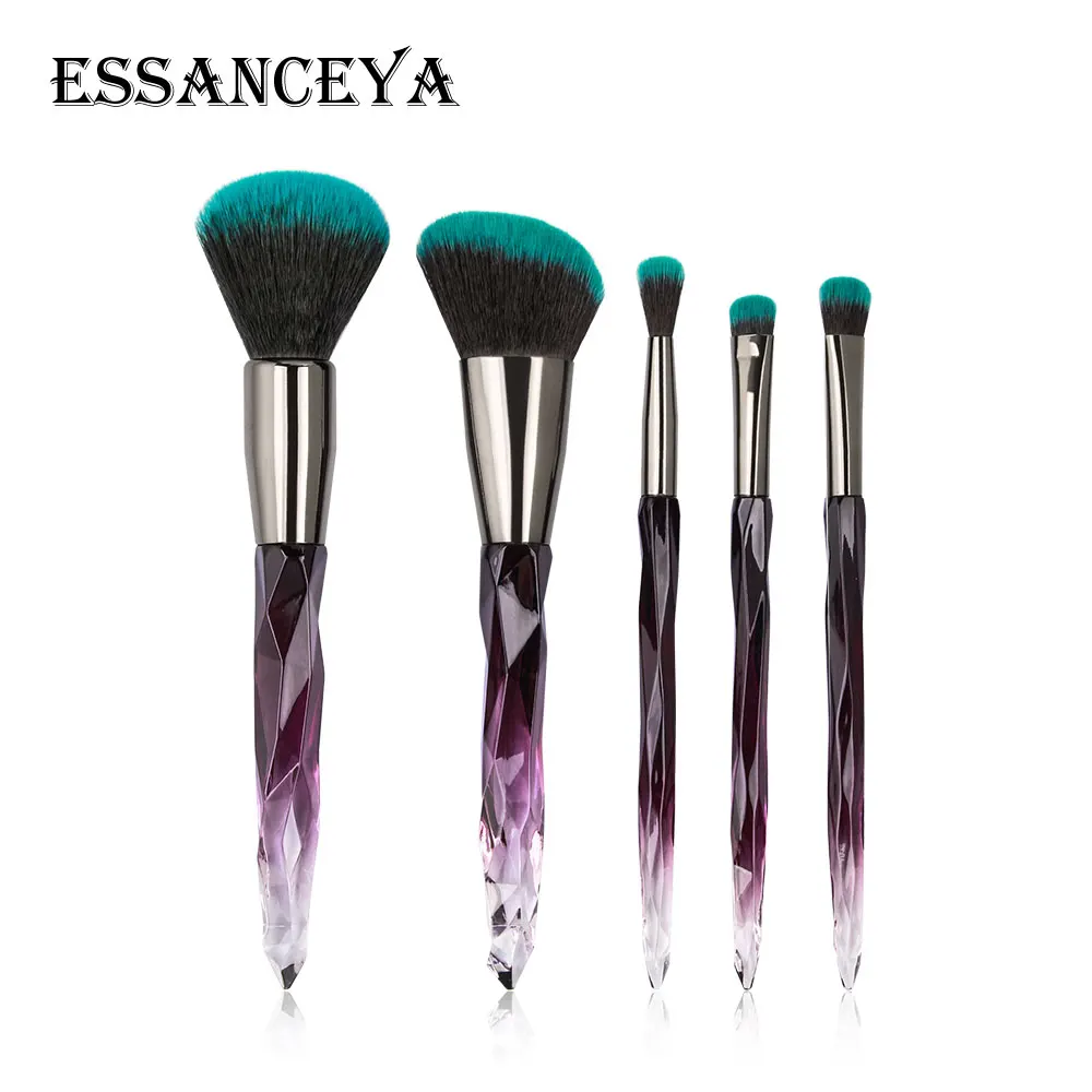 5 pcs ESSANCEYA, 5/10 шт, набор профессиональных кистей для макияжа, красочные кисти для макияжа с бриллиантами, основа для макияжа, тени для век, косметические инструменты - Handle Color: 5 pcs
