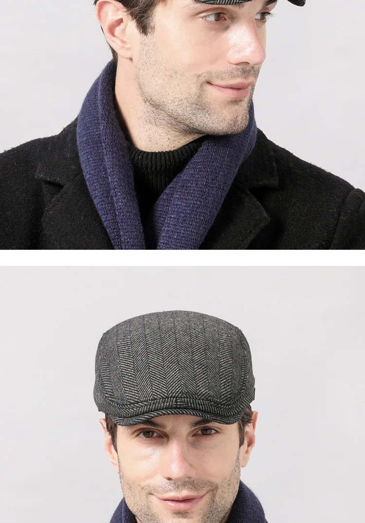 Мужская шапка для мужчин среднего возраста и пожилых людей Осень-зима шерстяной