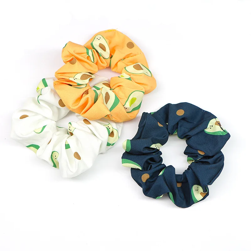 

Новинка 2020, женские эластичные резинки для волос, повязка на голову с принтом авокадо, шифоновые милые резинки для волос, аксессуары для вол...