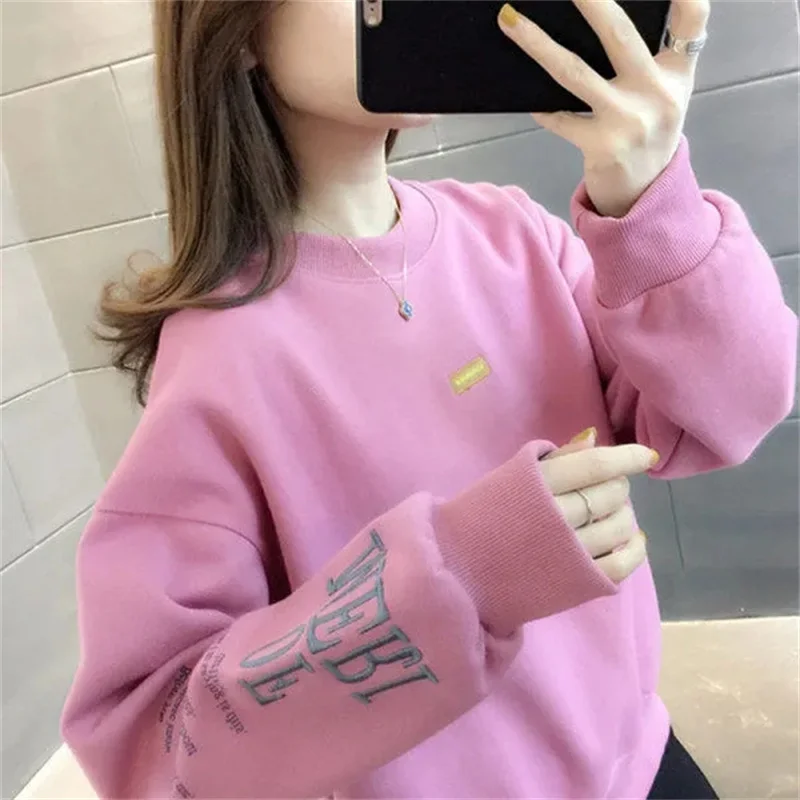 

Women's Sweater For Fall/Winter 2021 New Round Neck Sweater Women Loose Korean Large Size Women's Embroidered Jacket Jacket C260