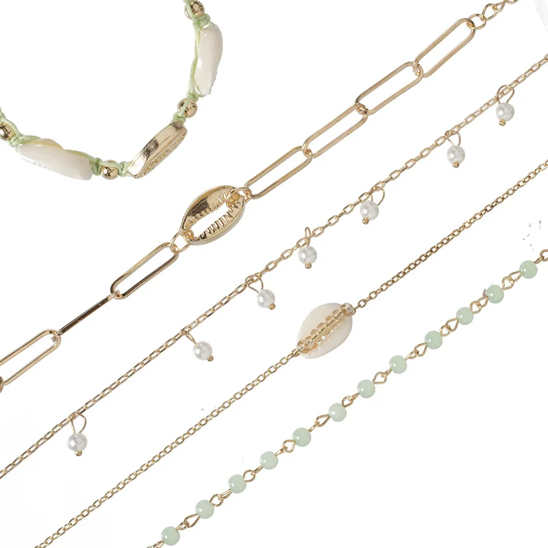 Sindlan 5 шт. богемные бусины из натуральной ракушки браслеты для женщин золотые