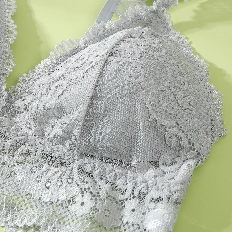 

Sexy Lingerie Deep V Seamless Lace French Bra Women Wireless Push Up Thin Bra Soft Underwear