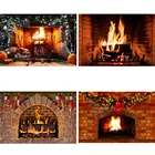 Фон для фотосъемки с изображением камина, зимнего Рождества вечерние, декорации, кирпичная стена, дерево камин, носок, фотосессия