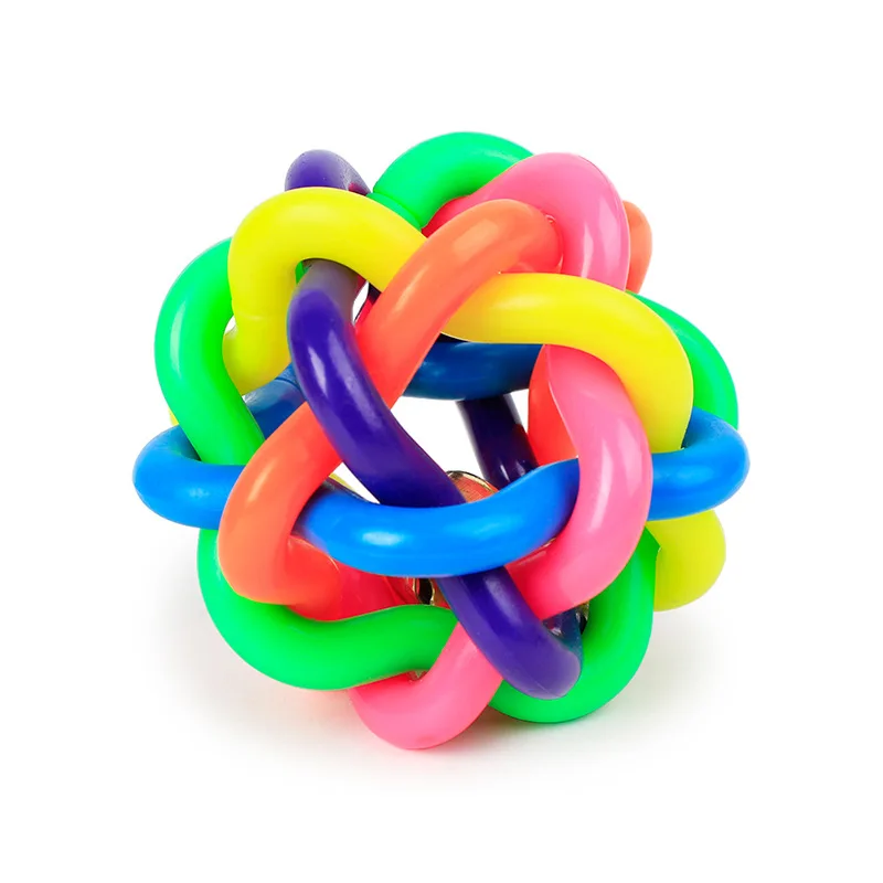

Pet Dog Puppy Cat Colorful Rubber Training Chew Ball Bell Squeaky Sound Play Toy Dog Ball Bite Resistant Play Ball Pet Products