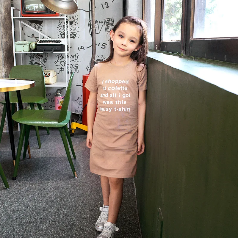Cotton Kids Dresses Girls Summer Letter Print T Shirts Dress Baby Children New Fashion Clothes Infant Toddler | Детская одежда и
