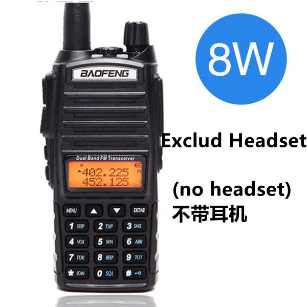 Baofeng UV-82 Plus 8 Вт Высокая мощность Двухдиапазонная рация VHF/UHF 10 км длинный диапазон UV82 двухстороннее Ham CB Любительское портативное радио - Цвет: no (exclude)headset