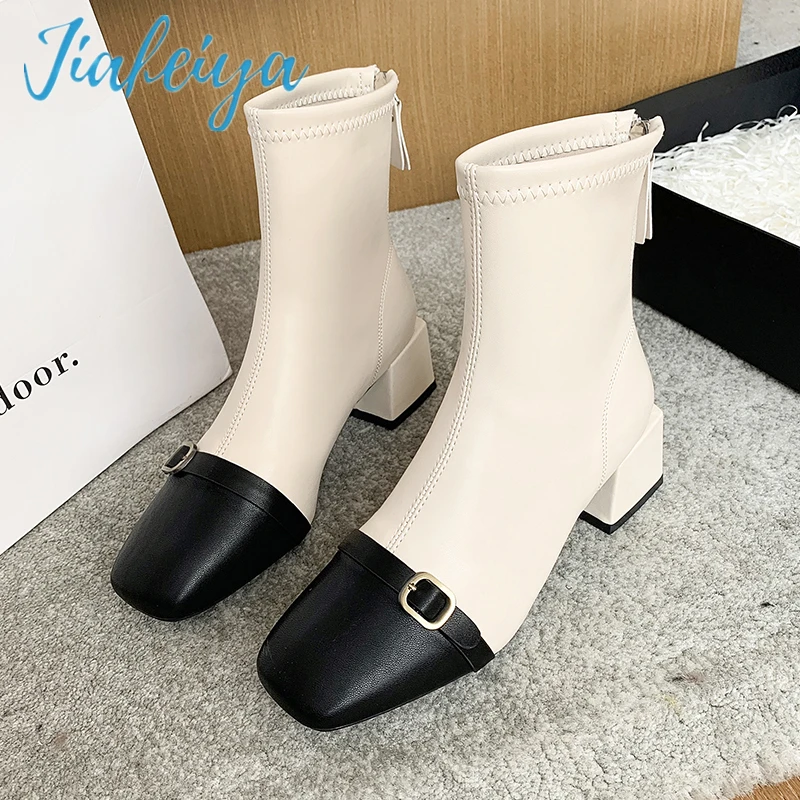 

Новые женские сапоги JIAFEIYA, сочетающиеся цвета, осенние и зимние модели с бархатной подкладкой, сохраняющие тепло готические сапоги на платф...