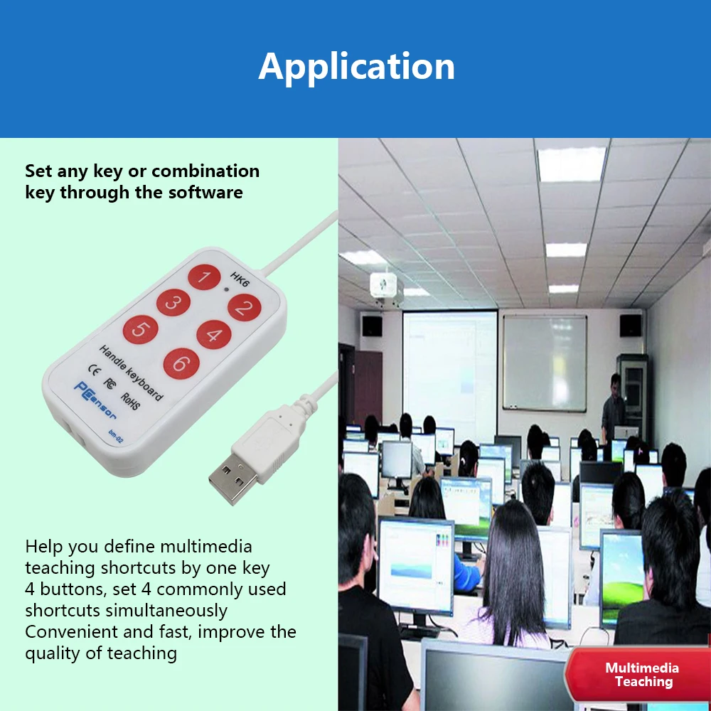 Клавиатура HK_6 с USB рукояткой клавиатура 6 ярлыками поддержка пользовательских
