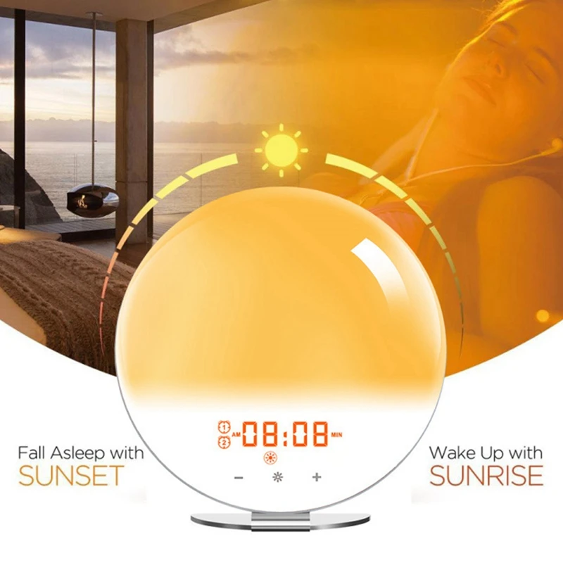

Wake Up Light Smart WiFi Alarm Clock with APP & Voice Control Sunrise/Sunset Simulation Alarms Snooze Function EU Plug