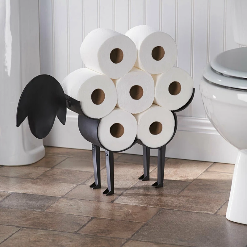 Sheep Decorative Toilet Paper Holder - Free-Standing Bathroom Tissue Storage Toilet Roll Holder Paper Bathroom Iron Storage