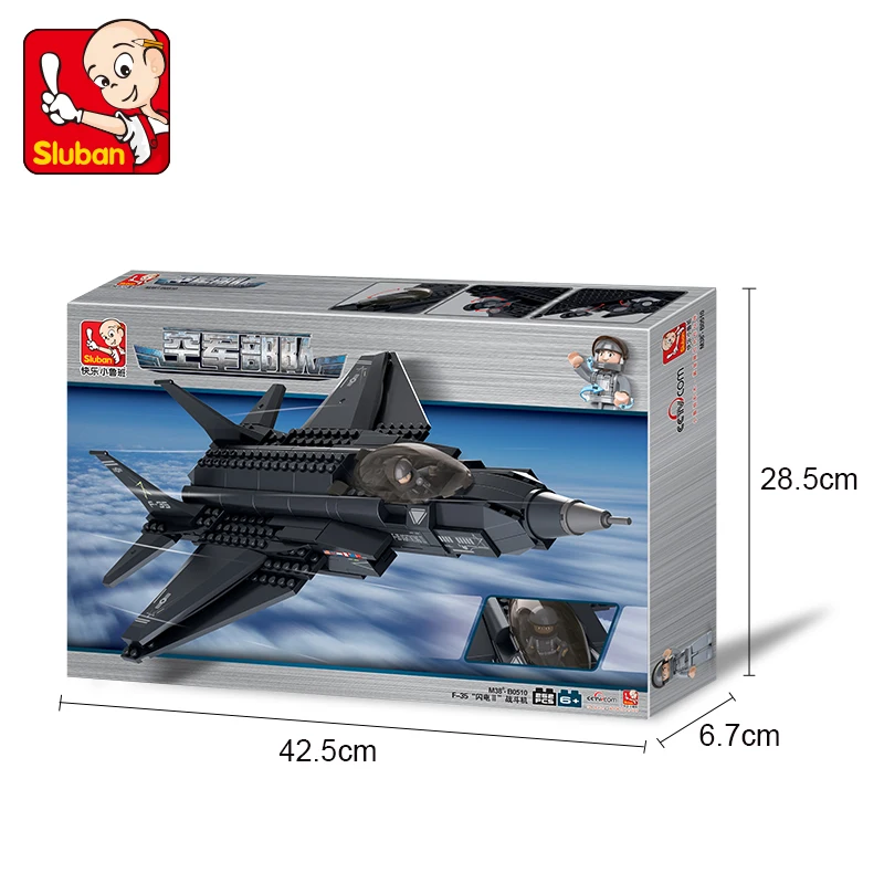 

Sluban 0510 252pcs Military Series Usa Air Force F35 Fighter Model Building Blocks Enlighten Figure Toys For Children